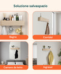 Appendiabiti da Muro Design Moderno con 4 Ganci a Scomparsa