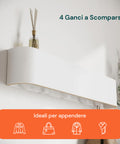 Appendiabiti da Muro Design Moderno con 4 Ganci a Scomparsa