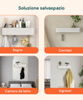 Appendiabiti da Muro Design Moderno con 4 Ganci a Scomparsa