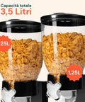 Dosatore per Corn Flakes Doppio 2x1,75L con Manopola – Ideale per la Colazione