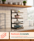 Organizer Cucina Salvaspazio con 4 Livelli Regolabili in Metallo Nero