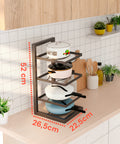 Organizer Cucina Salvaspazio con 4 Livelli Regolabili in Metallo Nero