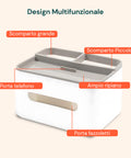 Dispenser Multiuso da Tavolo - Organizer con 3 Scomparti e Porta Fazzoletti