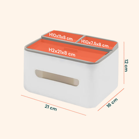 Dispenser Multiuso da Tavolo - Organizer con 3 Scomparti e Porta Fazzoletti