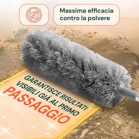 Spolverino con Asta Telescopica Estensibile fino a 2,8 m e Testa Inclinabile