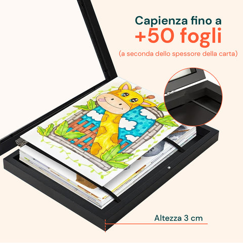 Set 2 Cornici Espositive A4 Apribili da Parete con Vetrina e Chiusura Magnetica