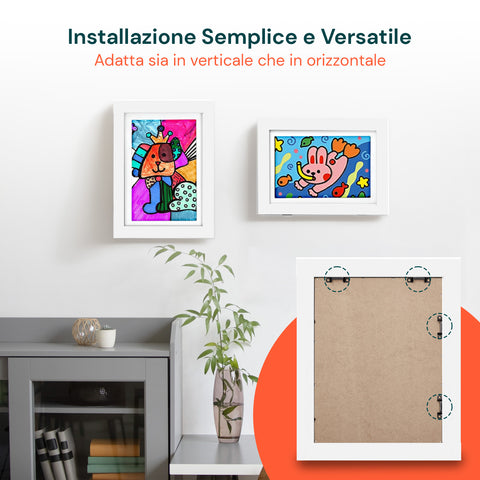 Set 2 Cornici Espositive A4 Apribili da Parete con Vetrina e Chiusura Magnetica
