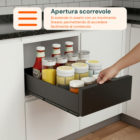 Cassetto Universale Estraibile 25x43 cm in Acciaio - Portata 10kg
