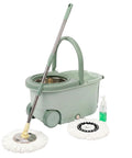 Kit Mocio Rotante 360° con Secchio 14L - 46x27x22cm e Centrifuga in Acciaio – Include 2 Testine in Microfibra, Dosatore Sapone e Asta Telescopica – Set Lavapavimenti Universale con Ruote e Scarico