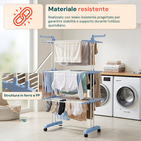 Dettaglio ruote pivotanti dello stendibiancheria verticale