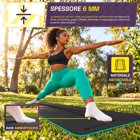 Antislip-yogamat van TPE van 6 mm, dubbelzijdig met draagriem