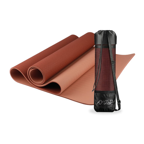 Antislip-yogamat van TPE van 6 mm, dubbelzijdig met draagriem