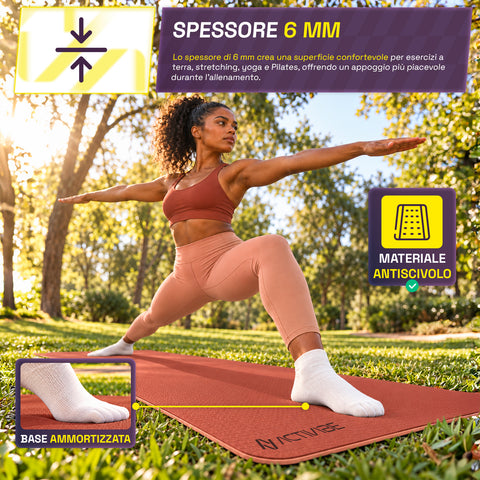 Antislip-yogamat van TPE van 6 mm, dubbelzijdig met draagriem