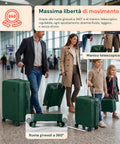 Set 3 Trolley Rigidi da Viaggio + Beauty Case con 4 Ruote Multidirezionali (56-66-76 cm)