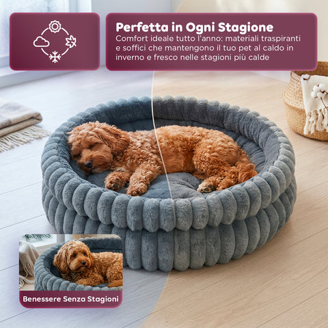 Cuccia Rotonda Antistress per Cani e Gatti Morbida e Confortevole