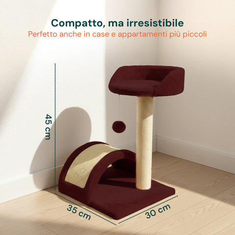 Kattenkrabpaal van 50 cm met boog van sisal en hangend speeltje