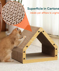 Tiragraffi per Gatti a Forma di Casa con Struttura in Legno