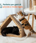 Tiragraffi per Gatti a Forma di Casa con Struttura in Legno