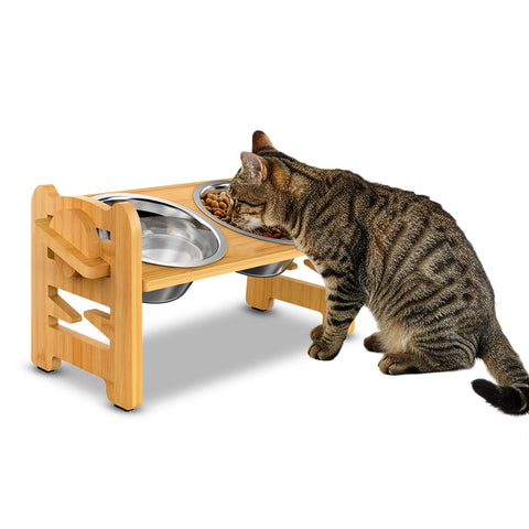 Verhoogde dubbele voerbakken met verstelbare hoogte, 250 ml, voor honden en katten, met 3 hoogtes