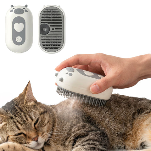 Oplaadbare USB-C-stoomborstel voor honden en katten met sproeikop en waterreservoir, afmetingen 6x5x11 cm