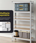Scaffale Modulare con Struttura in Metallo e 4-5 Ripiani MDF Resistenti