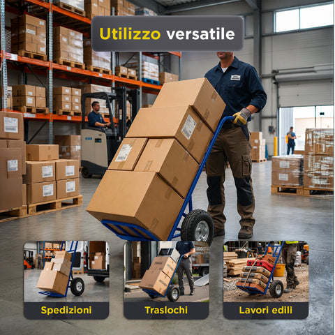 Professionele transportwagen van staal, 250 kg – Zwart met lekvrije luchtbanden