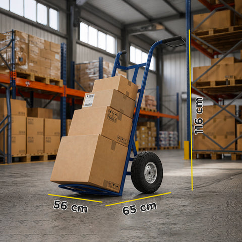 Professionele transportwagen van staal, 250 kg – Zwart met lekvrije luchtbanden