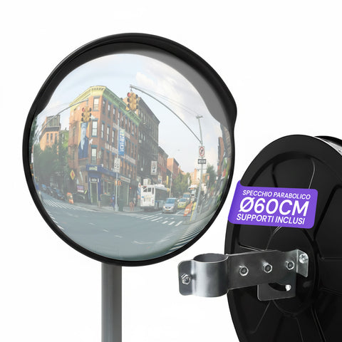 Specchio Parabolico di Sicurezza Ø60 cm con Staffe di Fissaggio