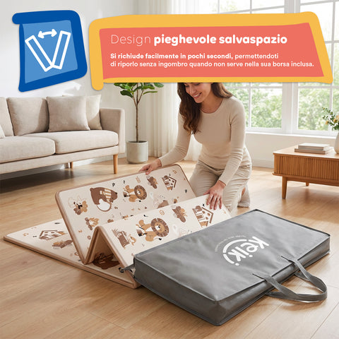 Tappetino da Gioco per Bambini Pieghevole 180x150 cm in XPE - Morbido e Impermeabile con Borsa Inclusa