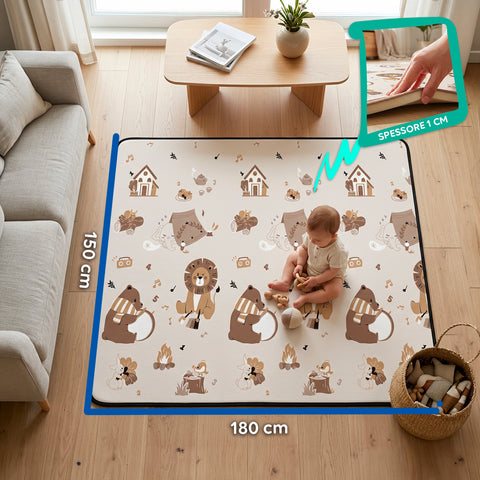 Tappetino da Gioco per Bambini Pieghevole 180x150 cm in XPE - Morbido e Impermeabile con Borsa Inclusa