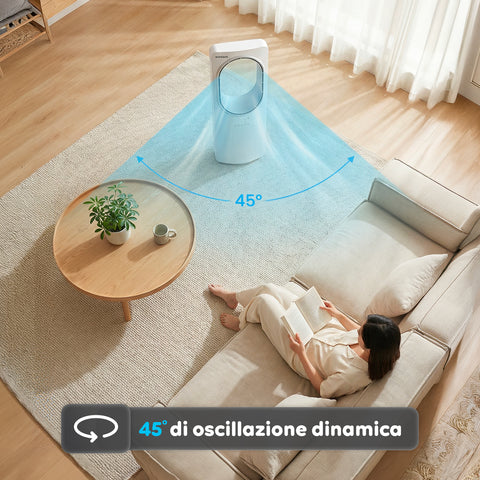 Ventilatore Senza Pale 50W Compatto con Telecomando e Spegnimento Automatico
