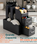 Organizer Porta Capsule Porta Cialde 9 Scomparti e 2 Cassetti Multiuso Nero