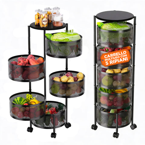 Opvouwbare multifunctionele ruimtebesparende trolley met wielen – organizer met manden (3/4/5 niveaus), zwart of wit