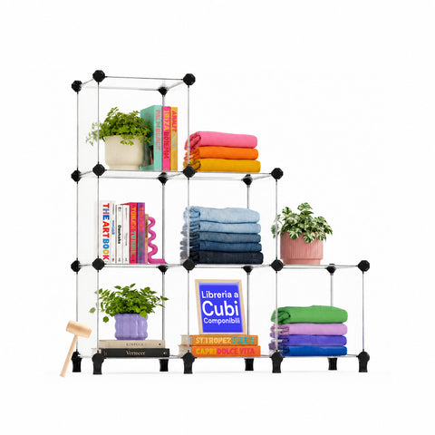 Modulaire kubusboekenkast met 6 stevige en elegante vakken