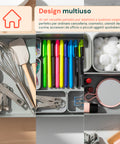Set 4 Organizer Multiuso Impilabili in ABS di 3 Diverse Dimensioni