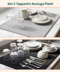 Scolapiatti in Poliestere e Spugna – Set 2 Tappetini Assorbenti per Casa e Cucina