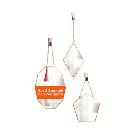 Set moderne spiegels met ijzeren lijst – Diamant, ruit en vijfhoek