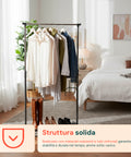 Appendiabiti Regolabile in Metallo – Stand Portabiti con Ruote 360° da 85 a 160 cm