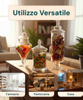 Barattoli di Vetro Varie Forme Multiuso con Coperchi – Set da 3
