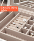 Organizer Portagioielli a 3 Livelli con Coperchio in Vetro e 2 Cassetti