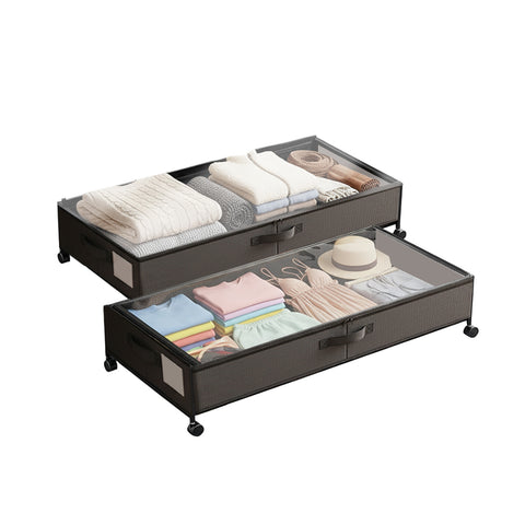 Opbergboxen voor onder het bed met wielen – set van 2 XXL-stuks van 54 l, ruimtebesparend