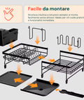Scolapiatti Modulare Salvaspazio con Portaposate Estensibile 30/53 cm