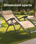 Sedia da Giardino Pieghevole con Vassoio Laterale – Portata 120kg – Struttura in Ferro e Tessuto Teslin