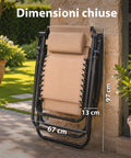 Sedia da Giardino Pieghevole con Vassoio Laterale – Portata 120kg – Struttura in Ferro e Tessuto Teslin
