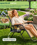 Sedia da Giardino Pieghevole con Vassoio Laterale – Portata 120kg – Struttura in Ferro e Tessuto Teslin
