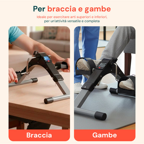 Pedaliera 2 in 1 Mini Bike Portatile per Allenamento Seduto e Riabilitazione