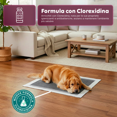Tappetini Igienici Pannolini Traversine al Carbone Attivo 60×60 – Set Multi Formato Anti-Odore con Adesivi