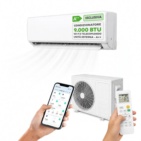 Monosplit-inverterairconditioner 9000/12000/18000 BTU, A++, R32-gas, Wi-Fi