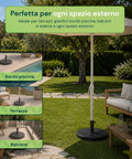 Base Ombrellone in Cemento 12kg ø42cm Compatibile con Pali 38-48mm, Manovella di Bloccaggio Inclusa – Piedistallo Pesante per Giardino e Terrazzo