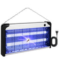 Lampada Insetticida Elettrica 30W Copertura 60m² con Vassoio Rimovibile, Zanzariera UV LED 8700h Cavo 1 mt e Catena per Fissaggio